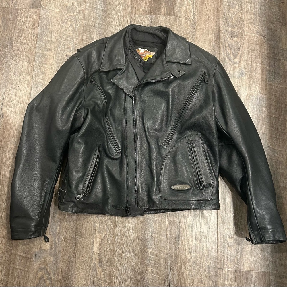 Harley Davidson Black leather riding jacket men’s XL